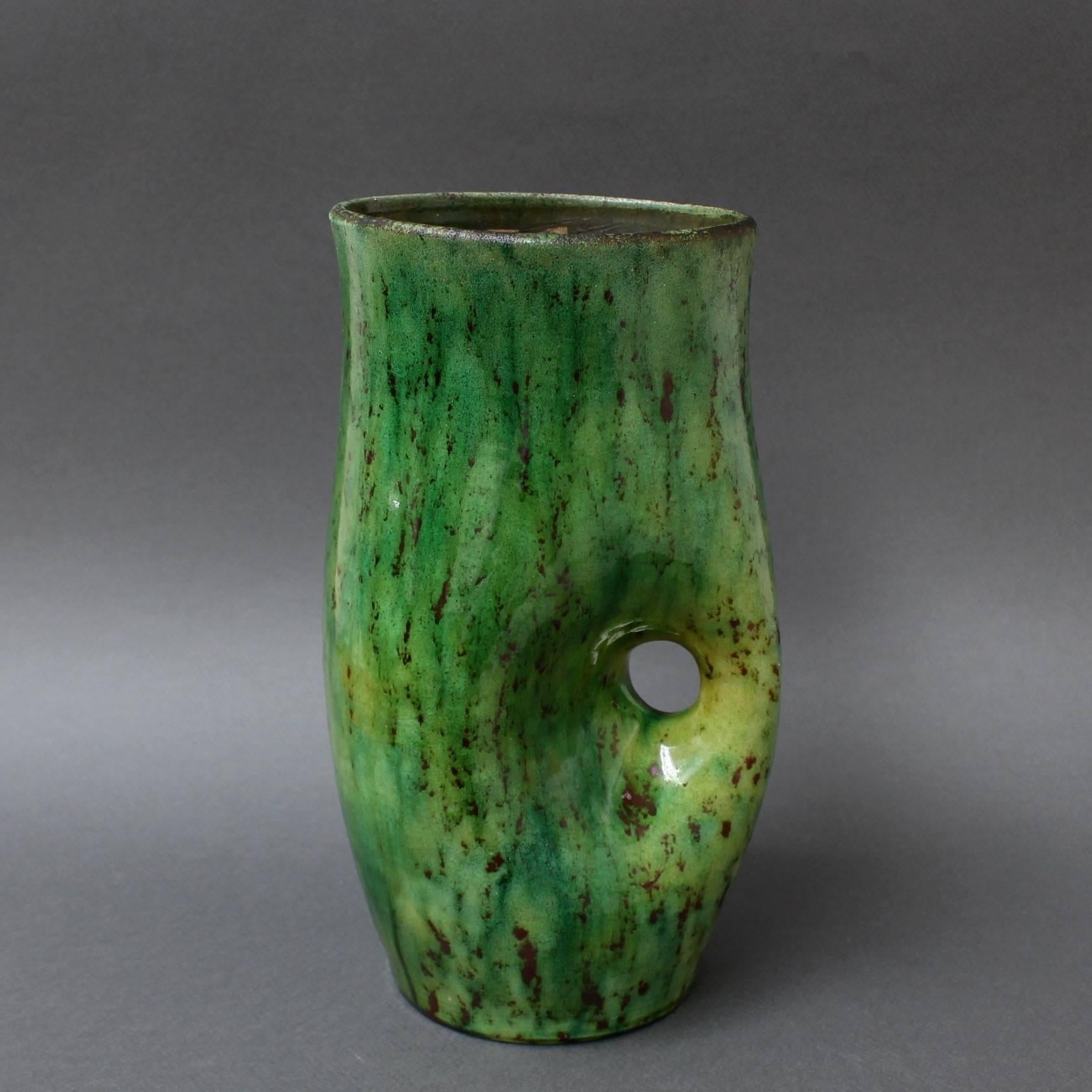 Mid-Century Modern Ceramic Green Vase by Accolay, circa 1960s