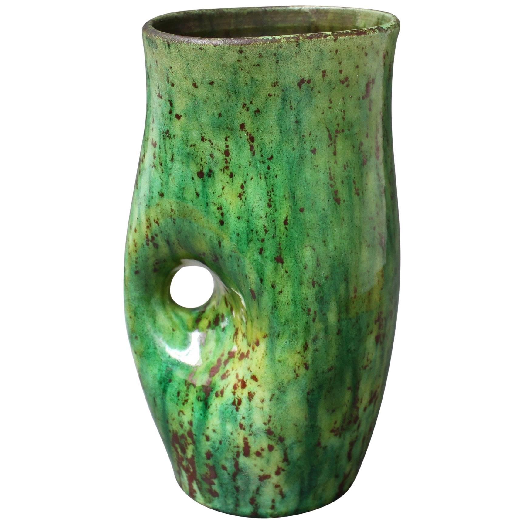 Ceramic Green Vase by Accolay, circa 1960s
