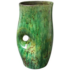 Retro Ceramic Green Vase by Accolay, circa 1960s