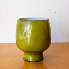 Jarrón de cerámica verde de Jacques and Dani Ruelland Francia Años 60