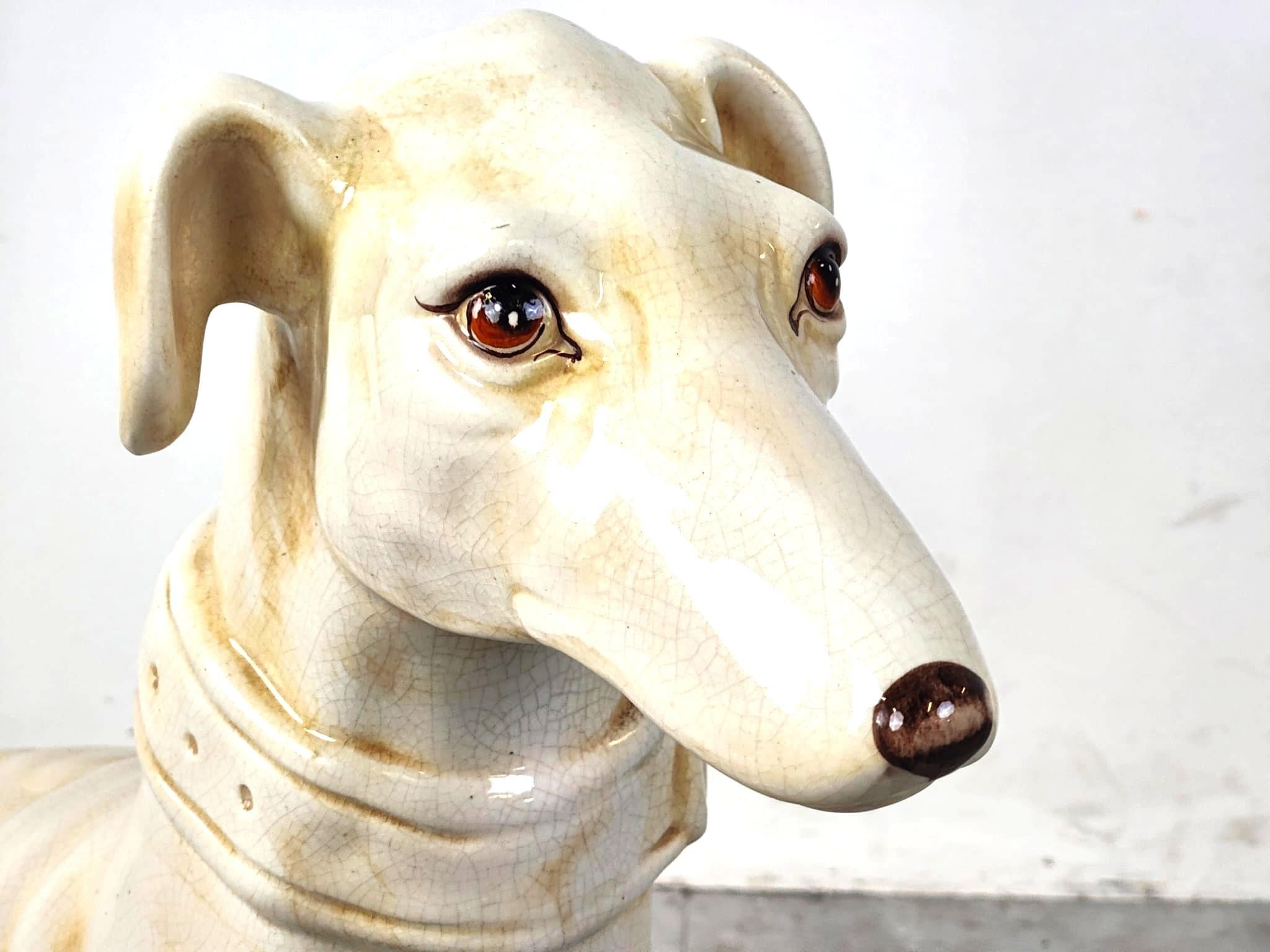 Italian Ceramic greyhound sculpture, 1960s For Sale