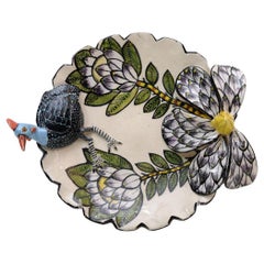 Guineafowl in ceramica  Piatto, fatto a mano in Sudafrica