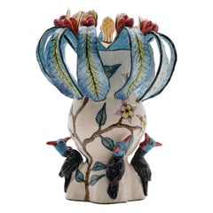 Ceramic  Guineafowls Flower Vase, Hand  made in South Africa