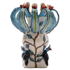 Keramik Guineafowls Blumenvase, handgefertigt Hergestellt in Südafrika