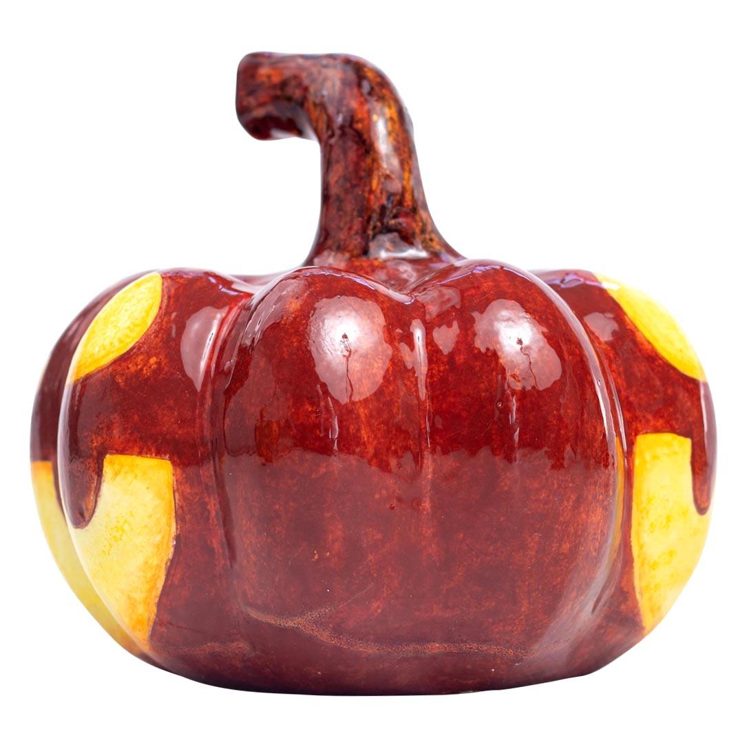 Fired Ceramic Halloween pumpkin sculpture, hand made in South Africa For Sale