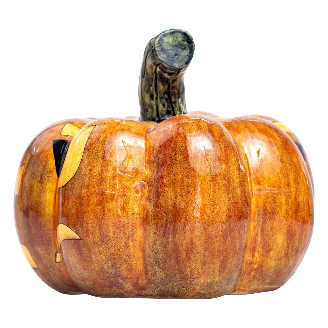 Fired Ceramic Halloween pumpkin sculpture, hand made in South Africa For Sale