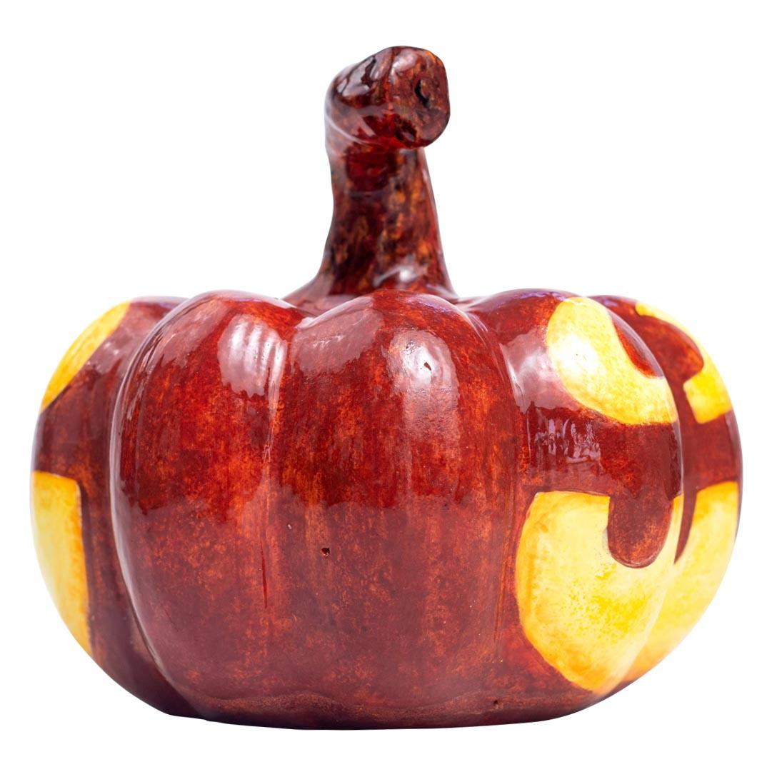 Ceramic Halloween pumpkin sculpture, hand made in South Africa In New Condition For Sale In North Miami, FL