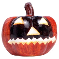 Ceramic Halloween pumpkin sculpture, hand made in South Africa