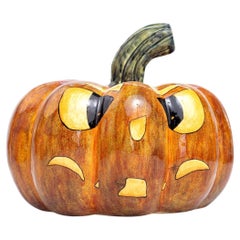Ceramic Halloween pumpkin sculpture, hand made in South Africa