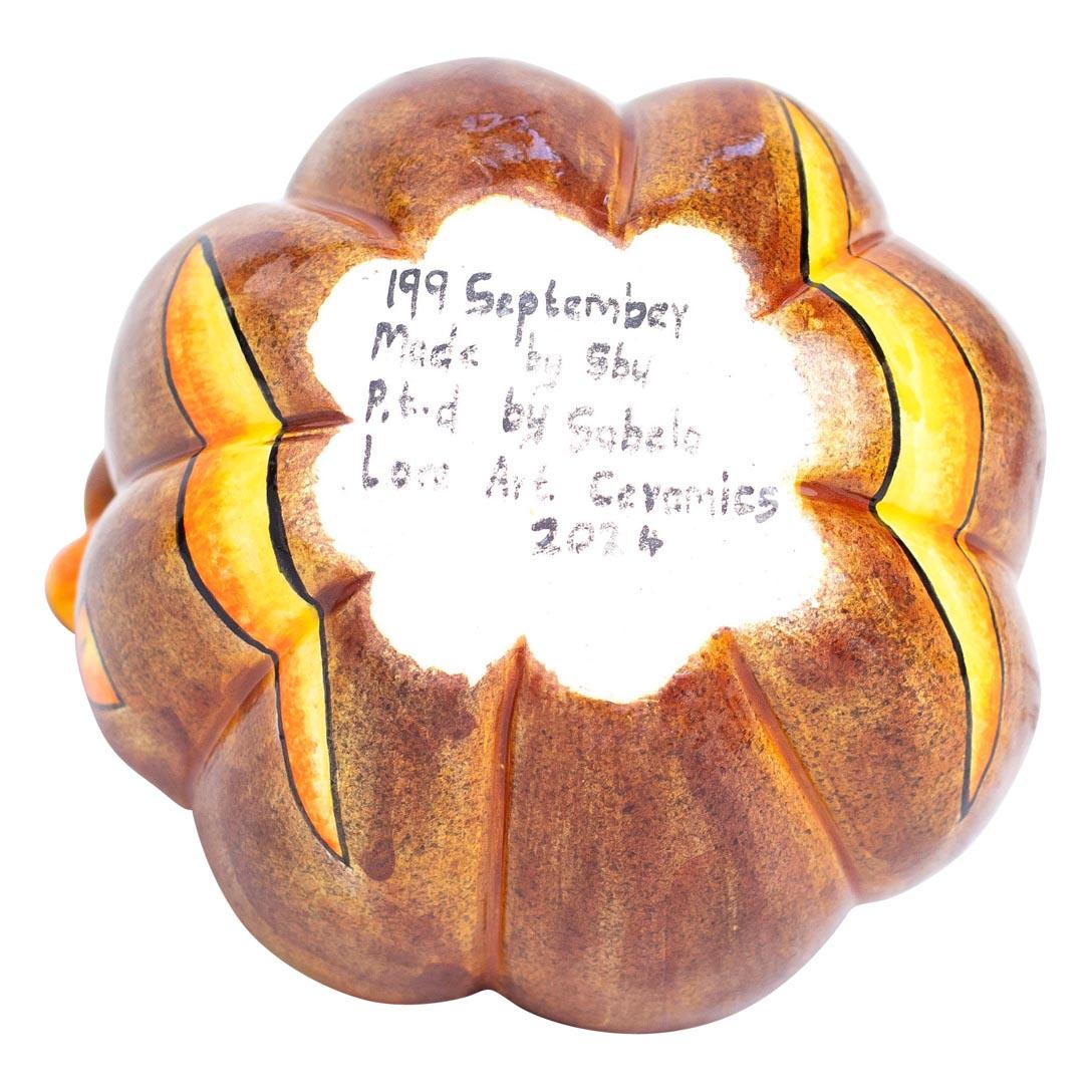 South African Ceramic Halloween pumpkin small tureen, hand made in South Africa For Sale