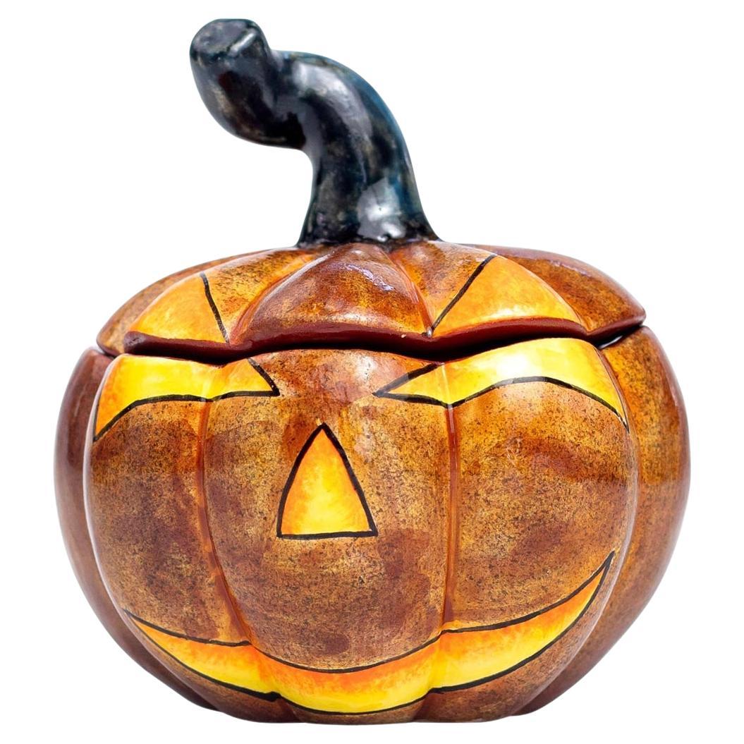 Ceramic Halloween pumpkin small tureen, hand made in South Africa