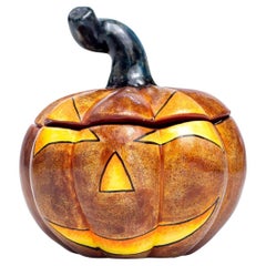 Ceramic Halloween pumpkin small tureen, hand made in South Africa