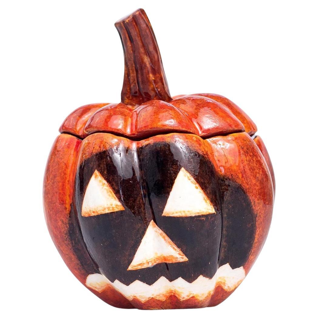 Ceramic Halloween pumpkin small tureen, hand made in South Africa