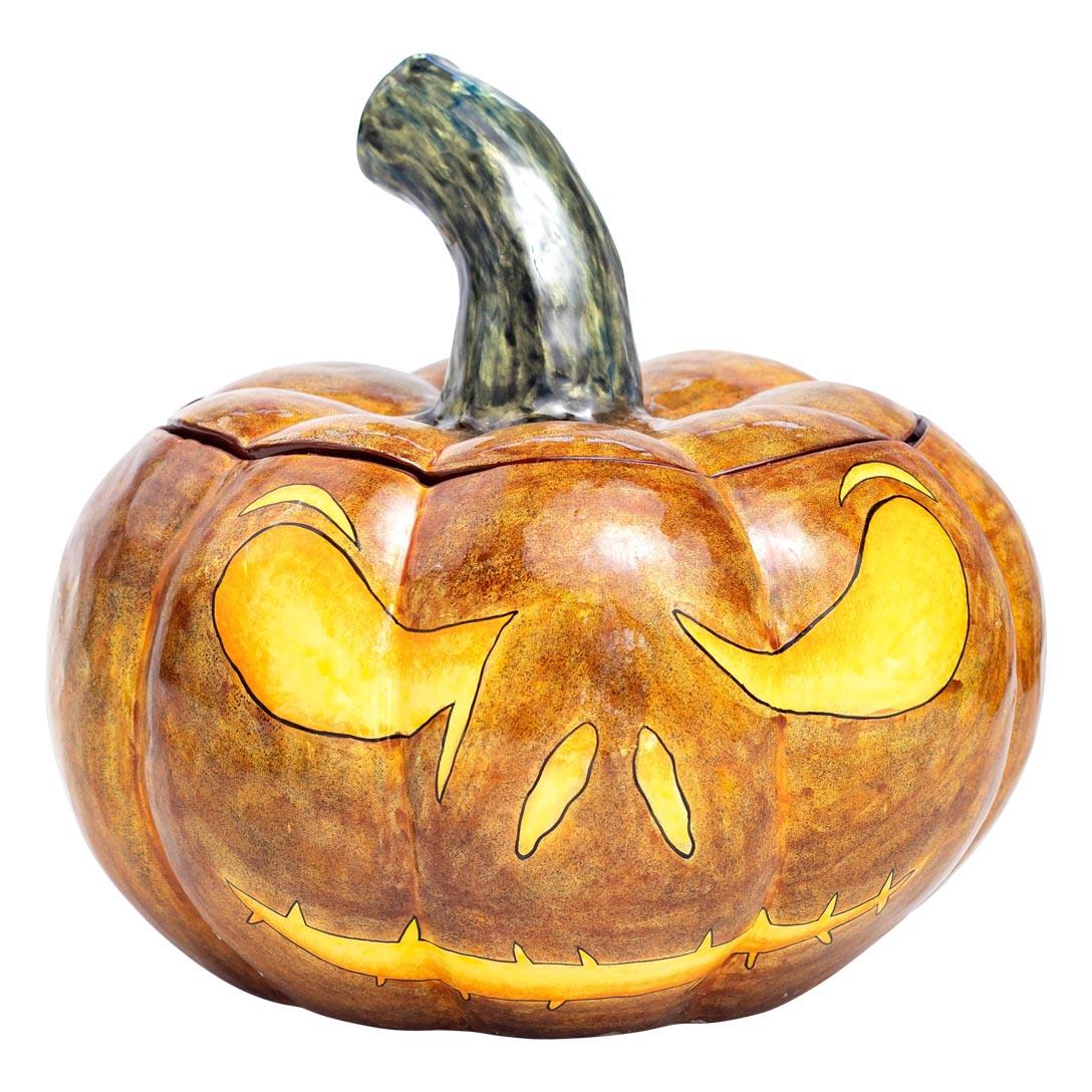 Fired Ceramic Halloween pumpkin tureen, hand made in South Africa For Sale