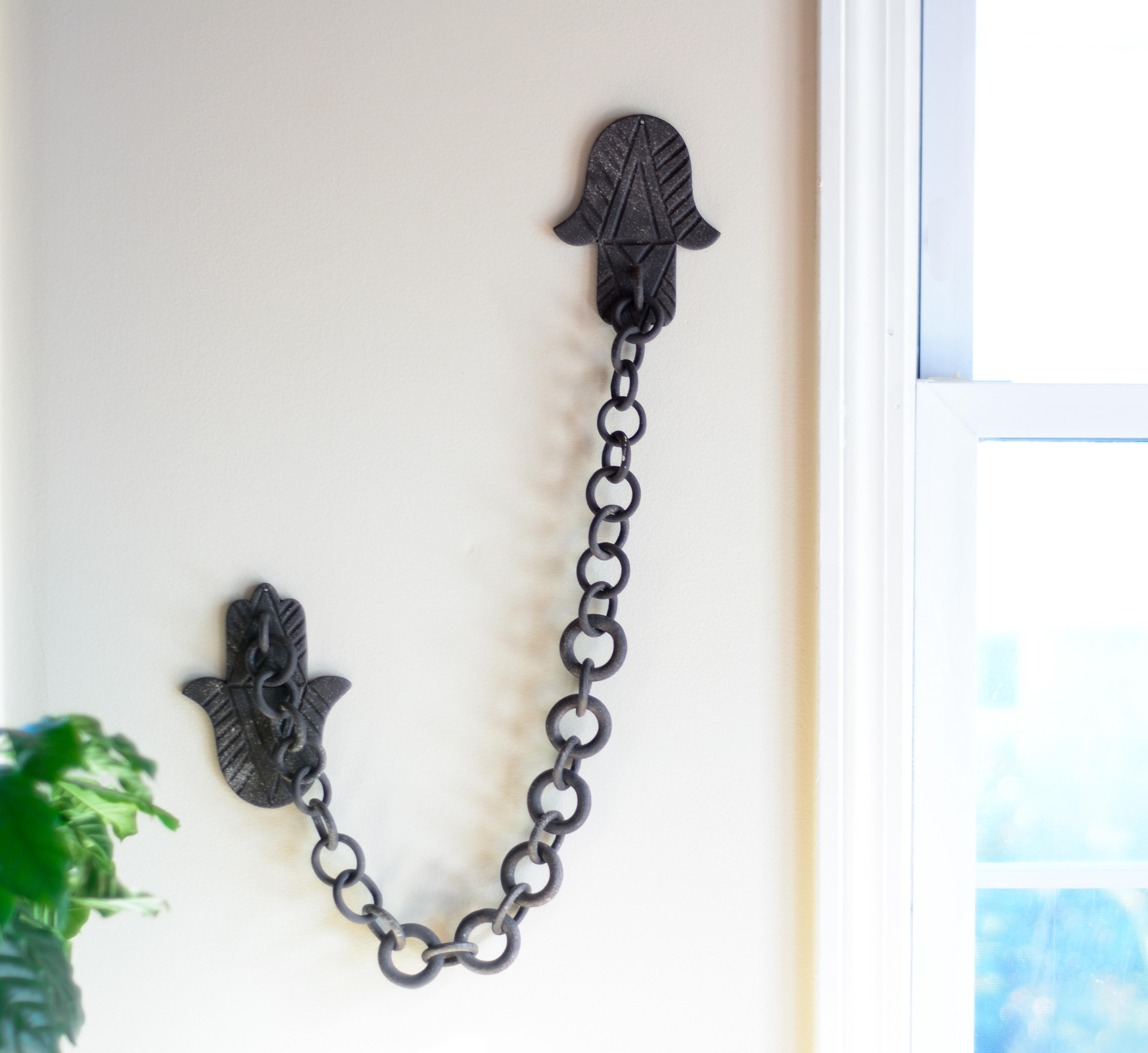 American Ceramic Hand Link Chain Wall Sculpture by Asmaa Aman Tran