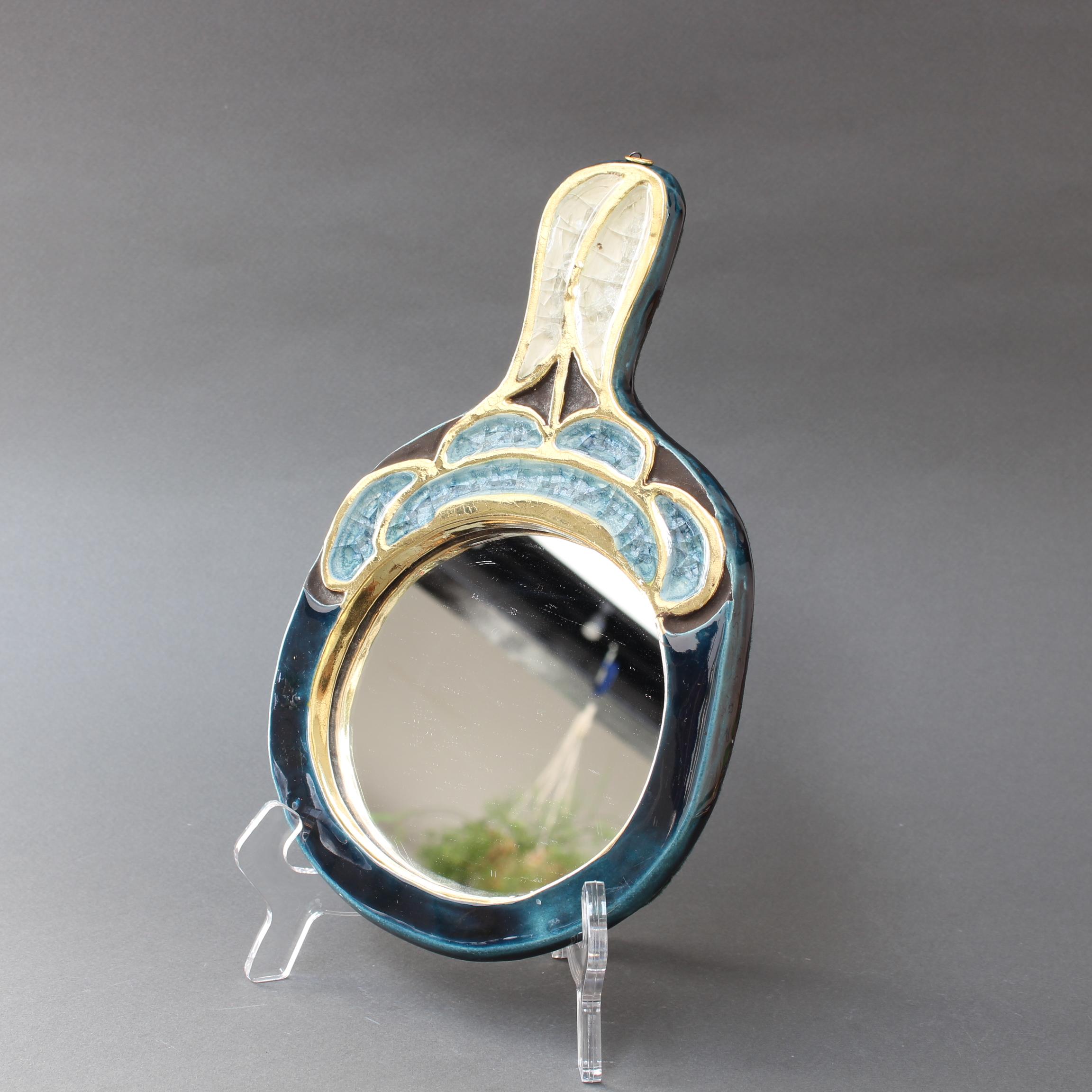 Enameled Ceramic Hand Mirror by Mithé Espelt, circa 1960s