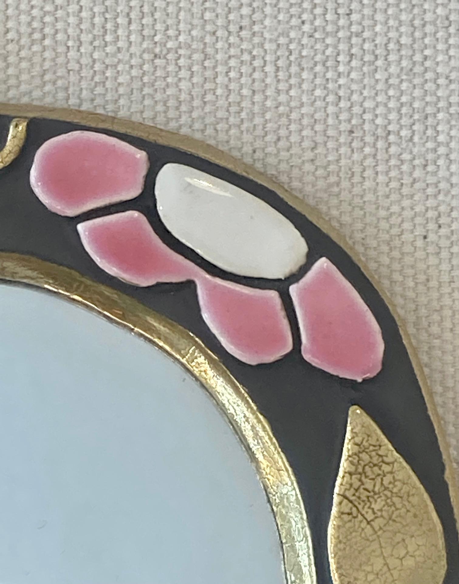 French Ceramic hand Mirror 