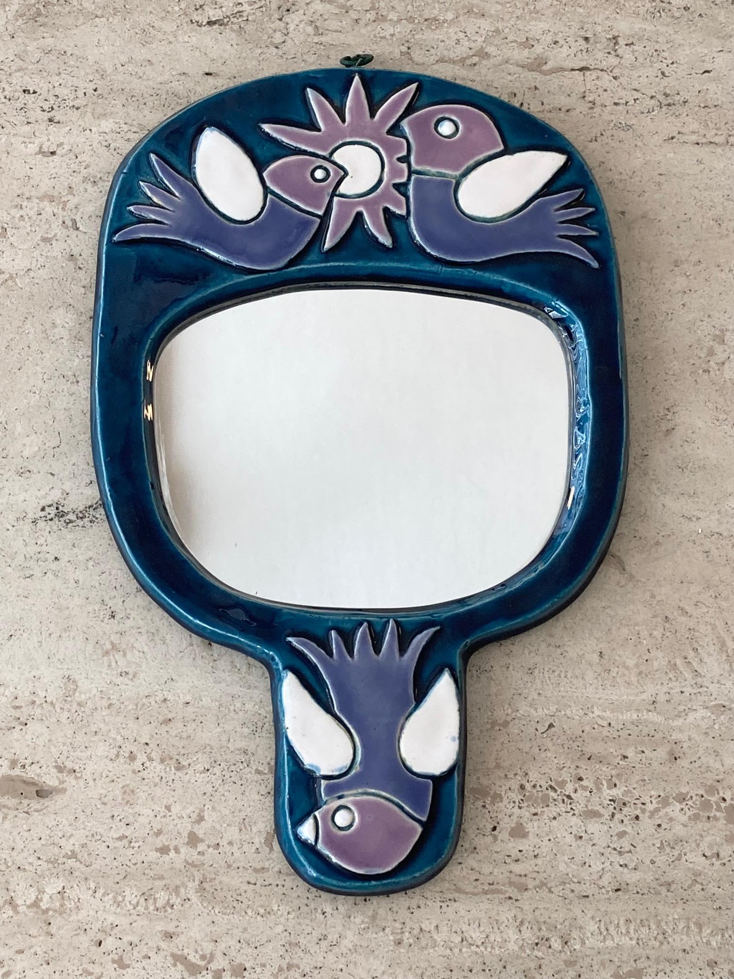 Embossed Ceramic Hand  Mirror 