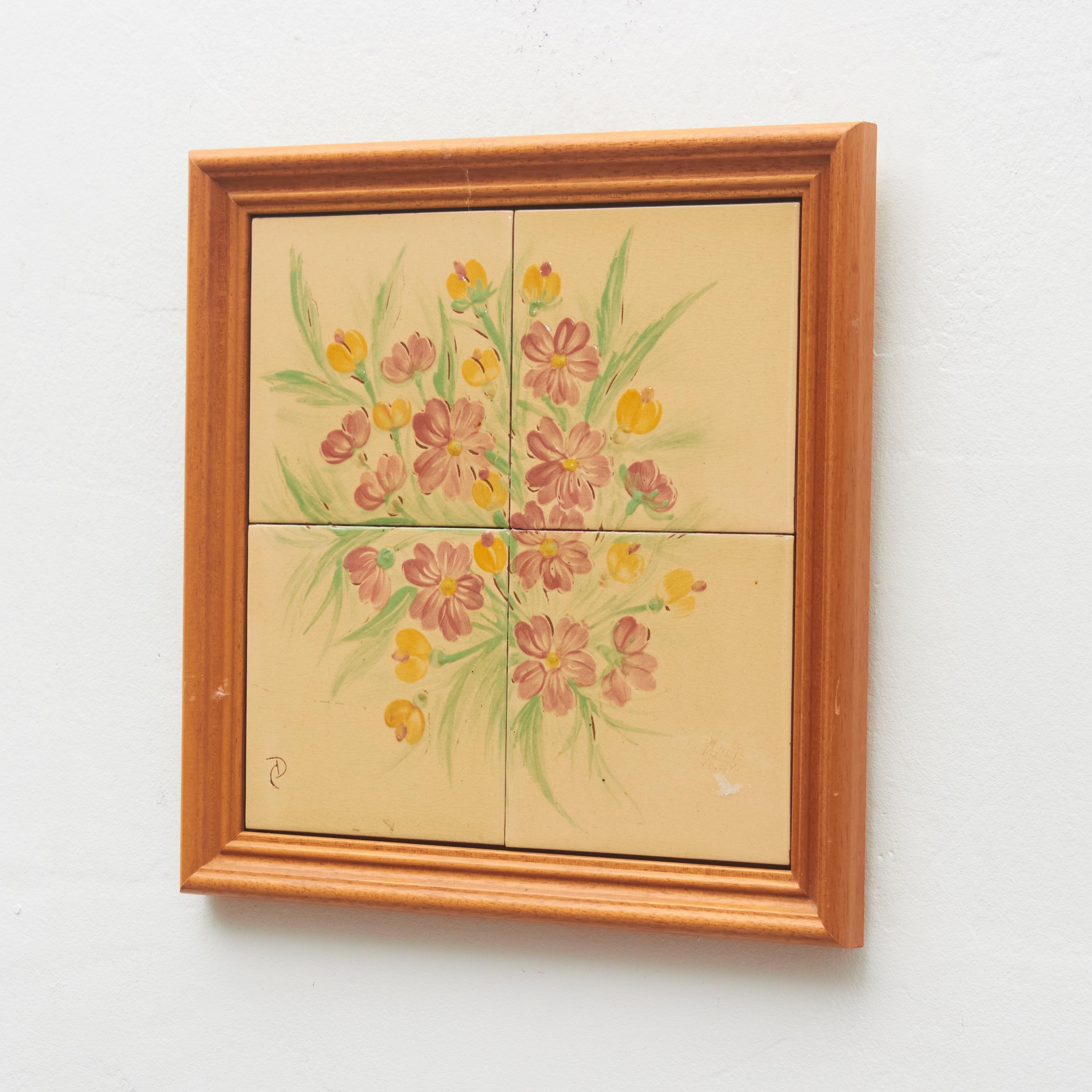 Mid-Century Modern Ceramic Hand Painted Artwork by Diaz COSTA, circa 1960 For Sale