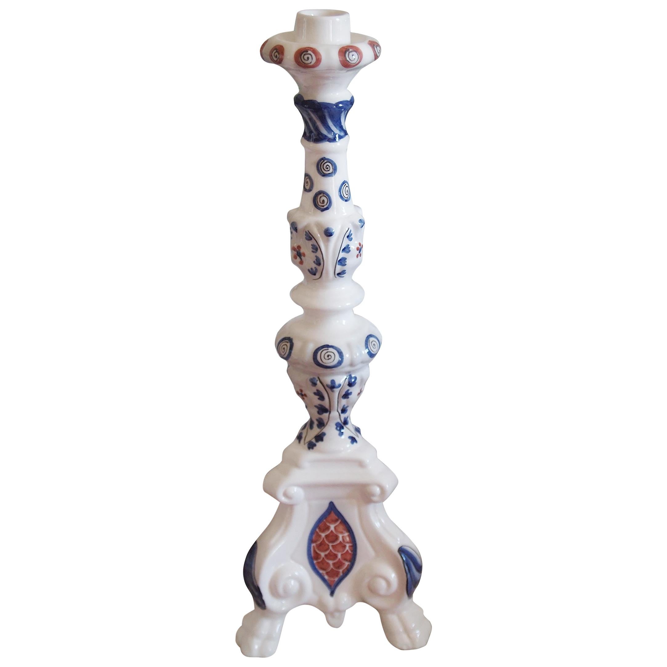 Ceramic Hand Painted Candleholders Flower For Sale