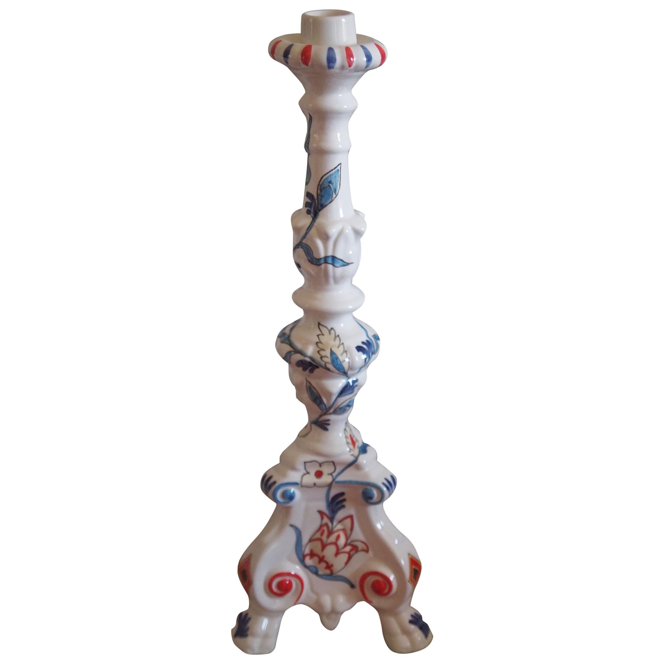Ceramic Hand Painted Candleholders Red