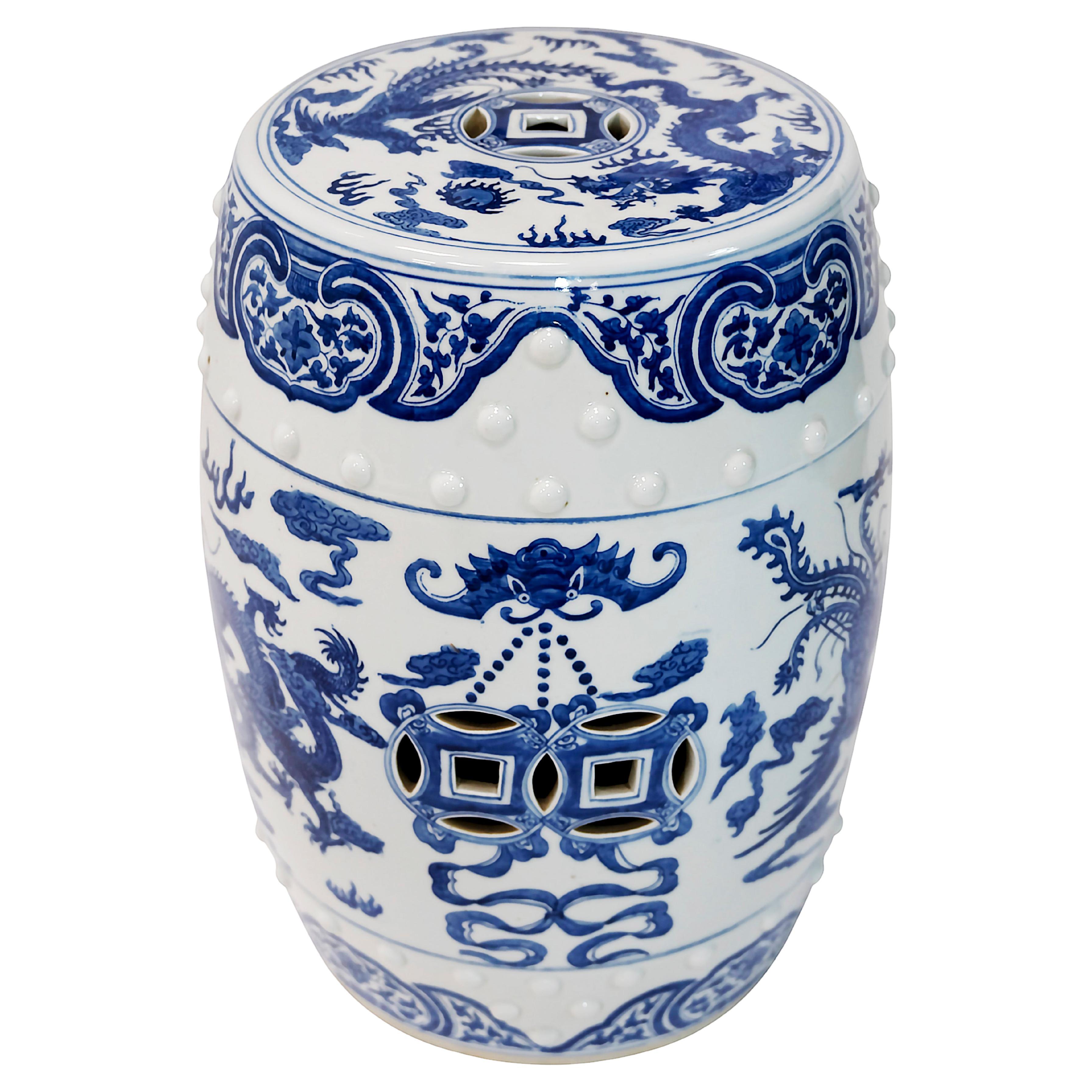 Ceramic Hand Painted Chinese Garden Stool For Sale