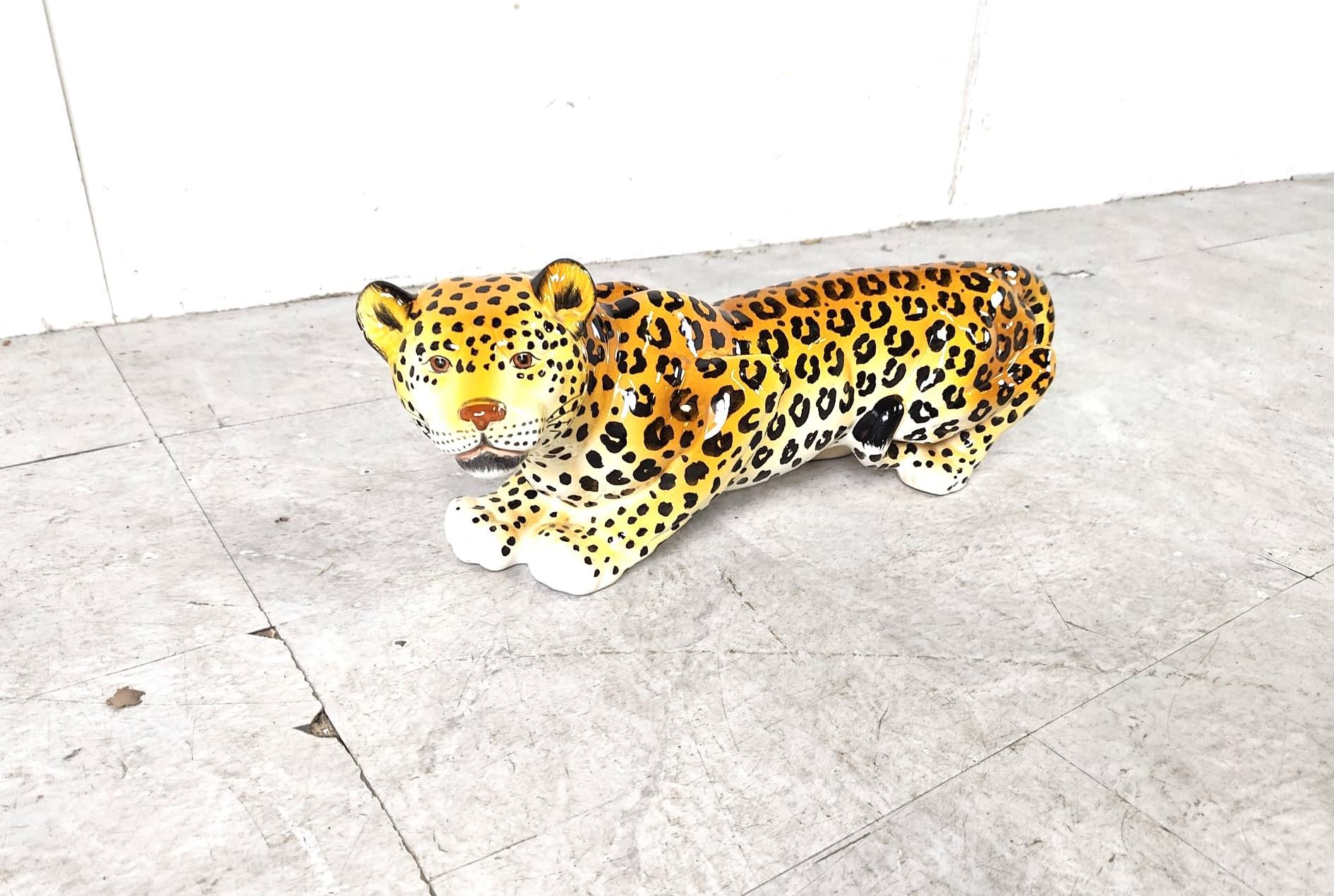 Leopardo de cerámica pintado a mano, años 60 Italia en venta 3
