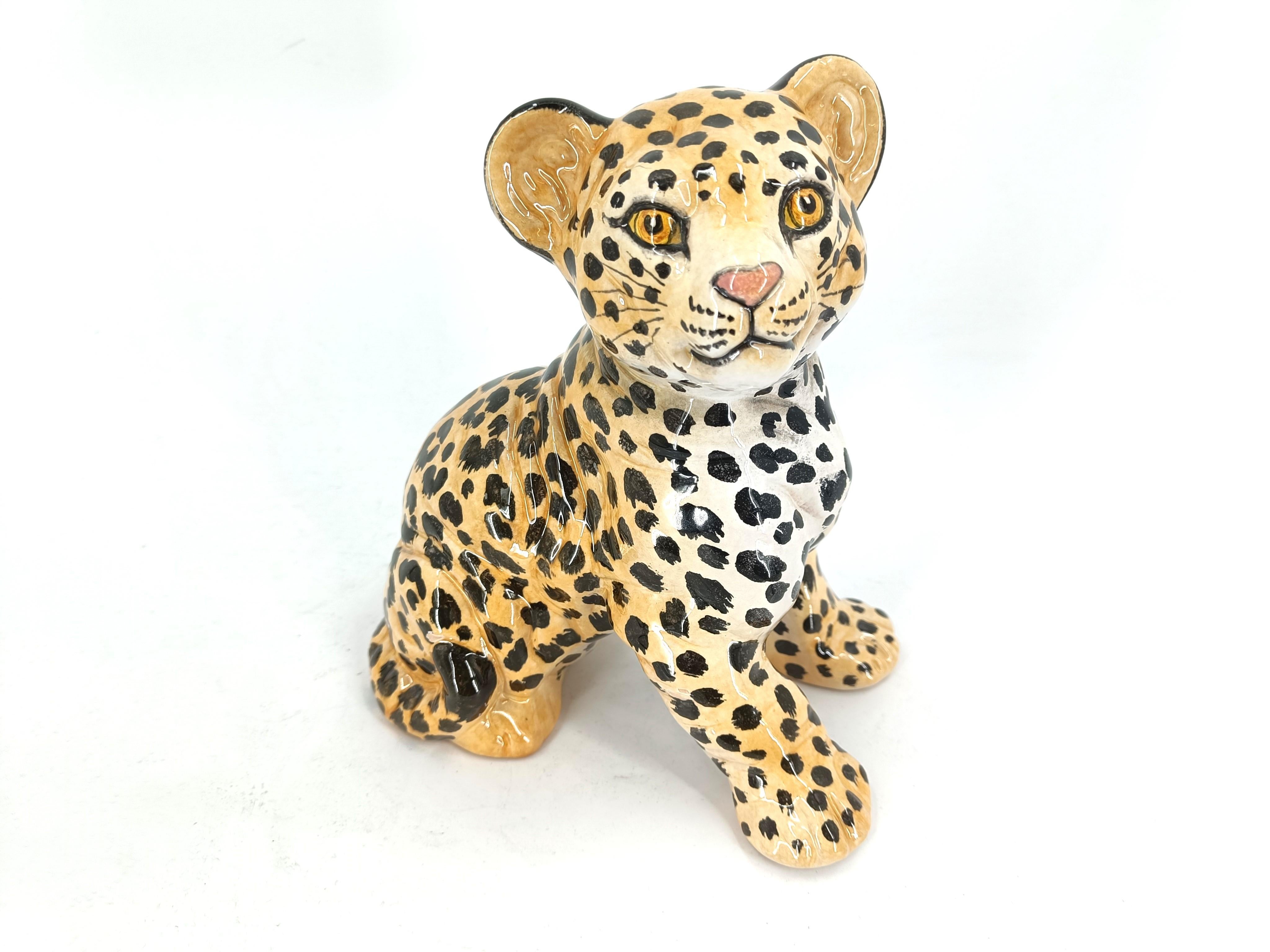 Ceramic Hand Painted Leopard, 1960's Italy For Sale 4