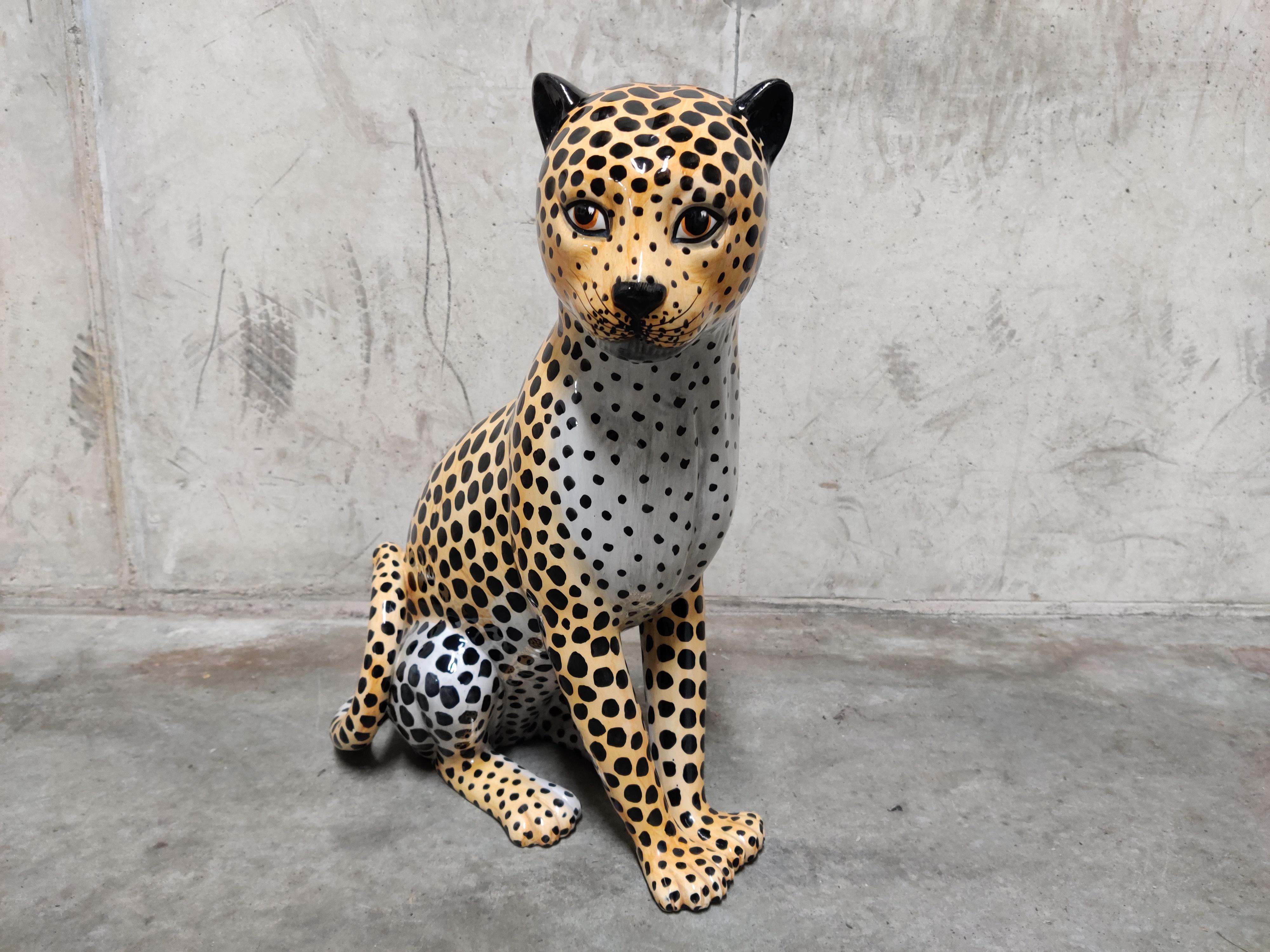 Beautiful hand painted ceramic leopard figure made in Italy.

1960s, Italy

Very good condition.

Dimensions:
Height 45 cm/17.71