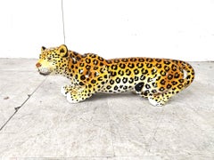 Ceramic Hand Painted Leopard, 1960's Italy