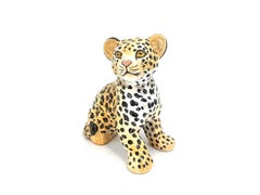 Ceramic Hand Painted Leopard, 1960's Italy