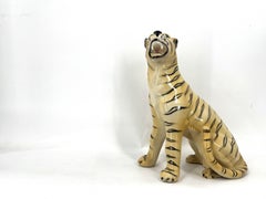Ceramic Hand Painted Leopard, 1960's Italy