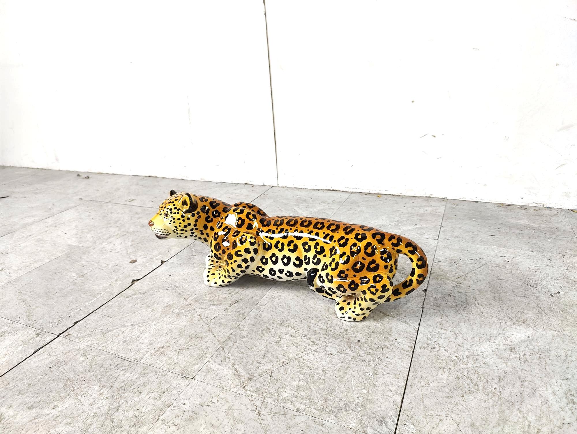 Leopardo de cerámica pintado a mano, años 60 Italia en Bueno estado para la venta en Leuven, Vlaams Gewest