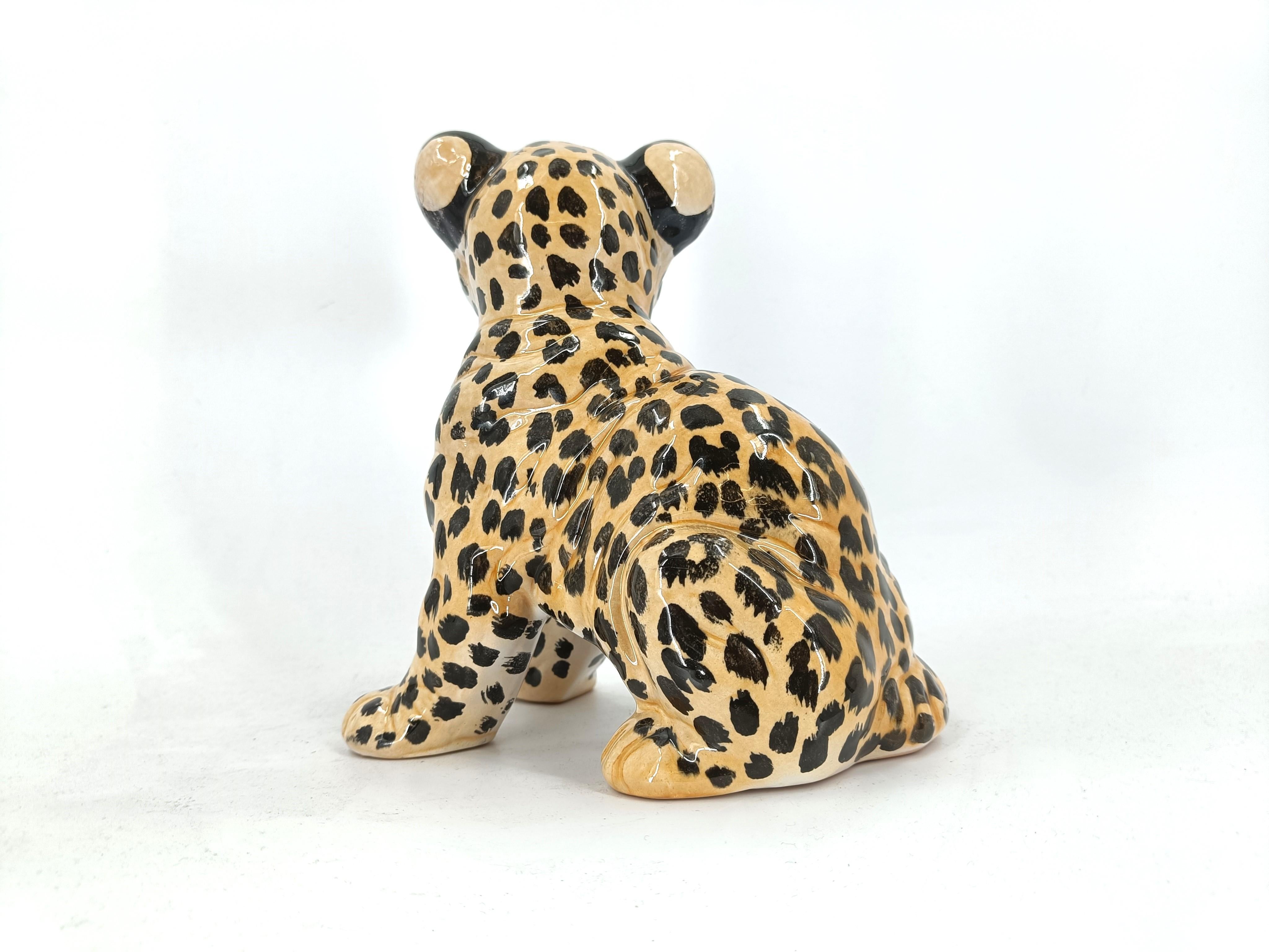 Ceramic Hand Painted Leopard, 1960's Italy For Sale 1