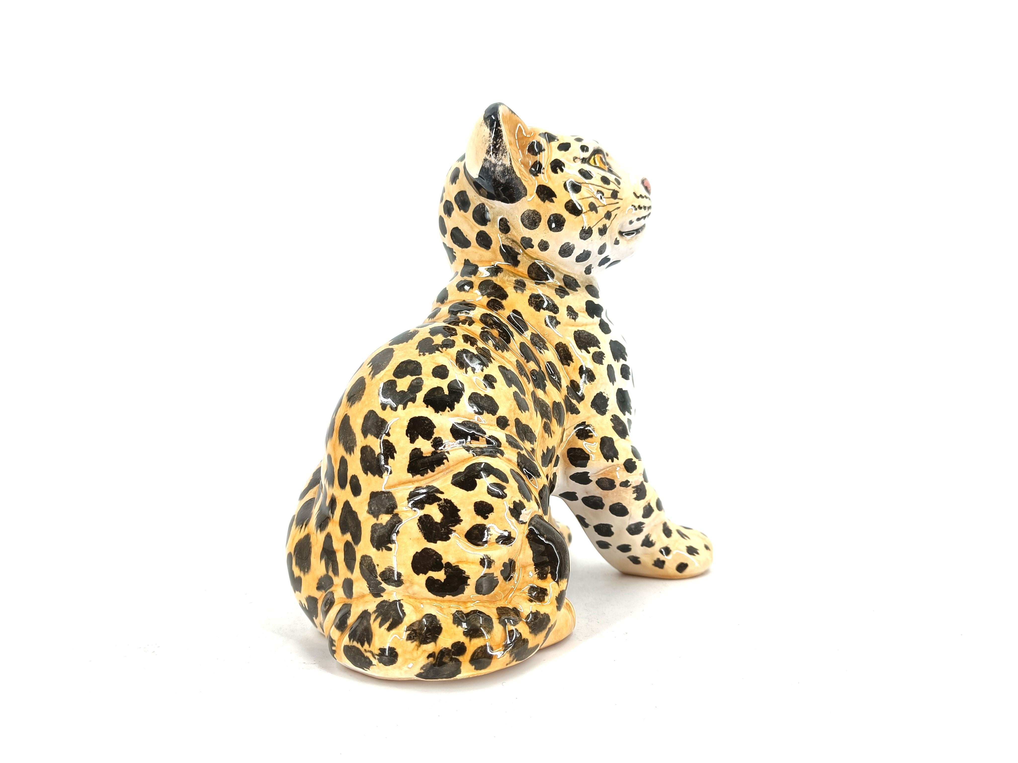 Ceramic Hand Painted Leopard, 1960's Italy For Sale 2