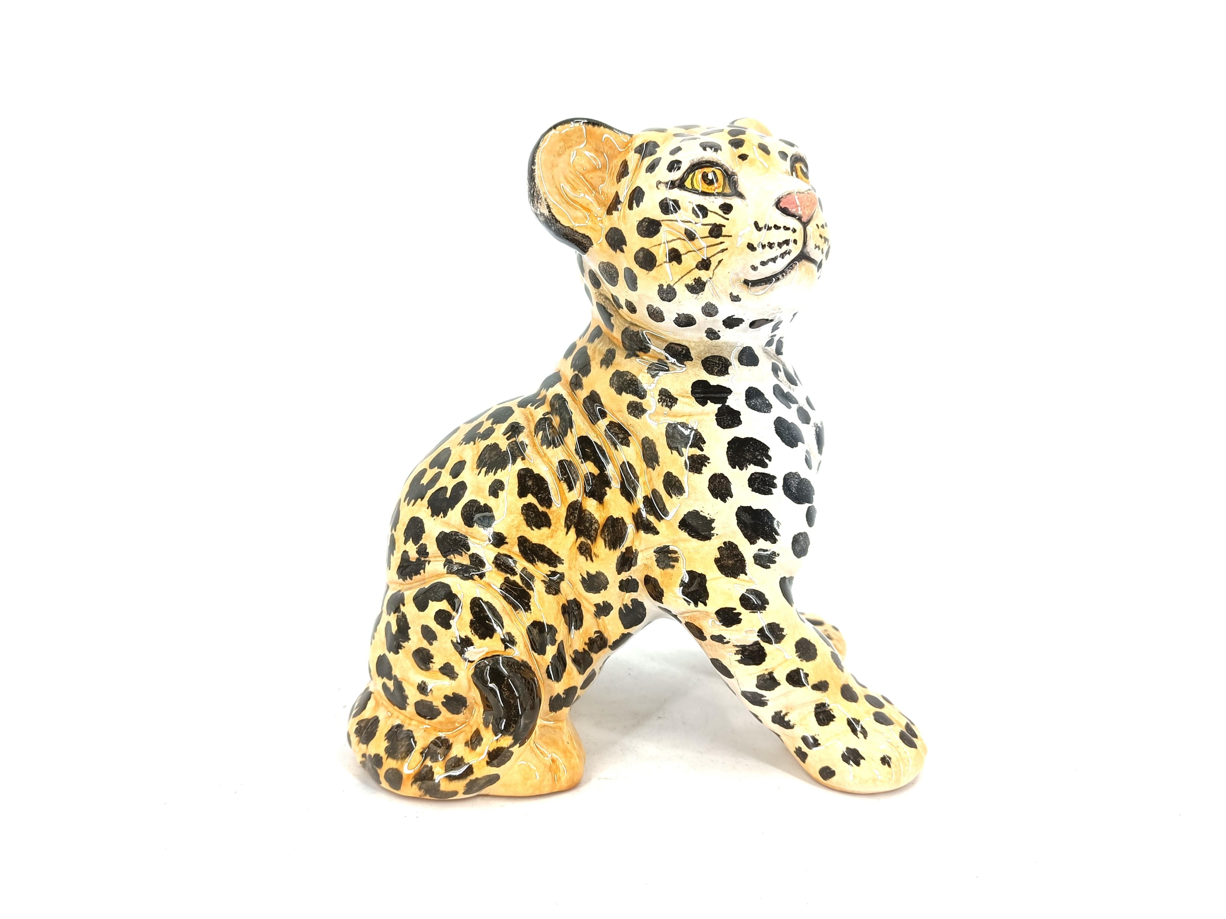 Ceramic Hand Painted Leopard, 1960's Italy For Sale 3