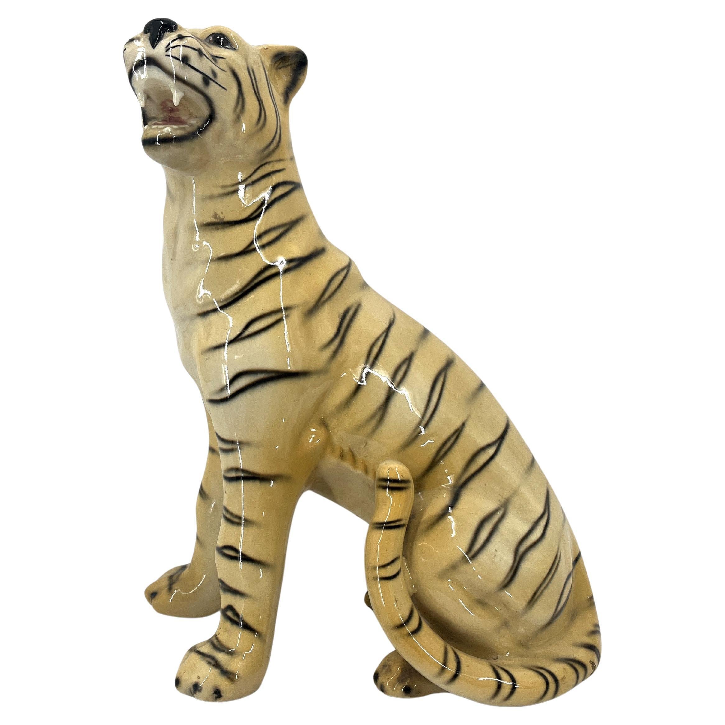 Ceramic Hand Painted Leopard, 1960
s Italy For Sale