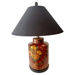 Vintage Ceramic Hand Painted Red Ginger Jar Table Lamp by Frederick Cooper