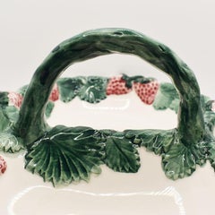 Ceramic Hand Painted Strawberry Motif Serving Platter, Italy