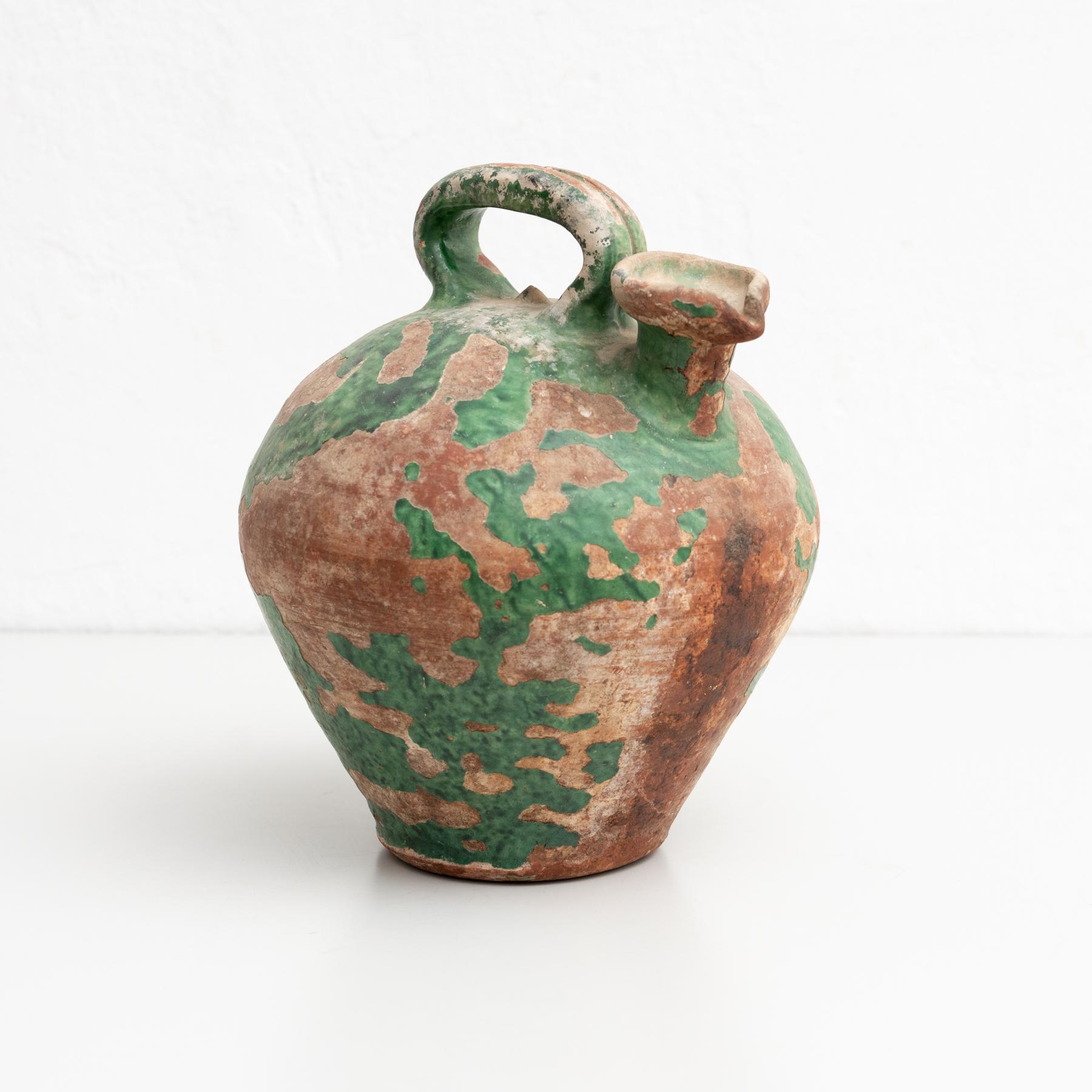 Ceramic Hand Painted Traditional Spanish Jug, circa 1960 In Good Condition In Barcelona, ES