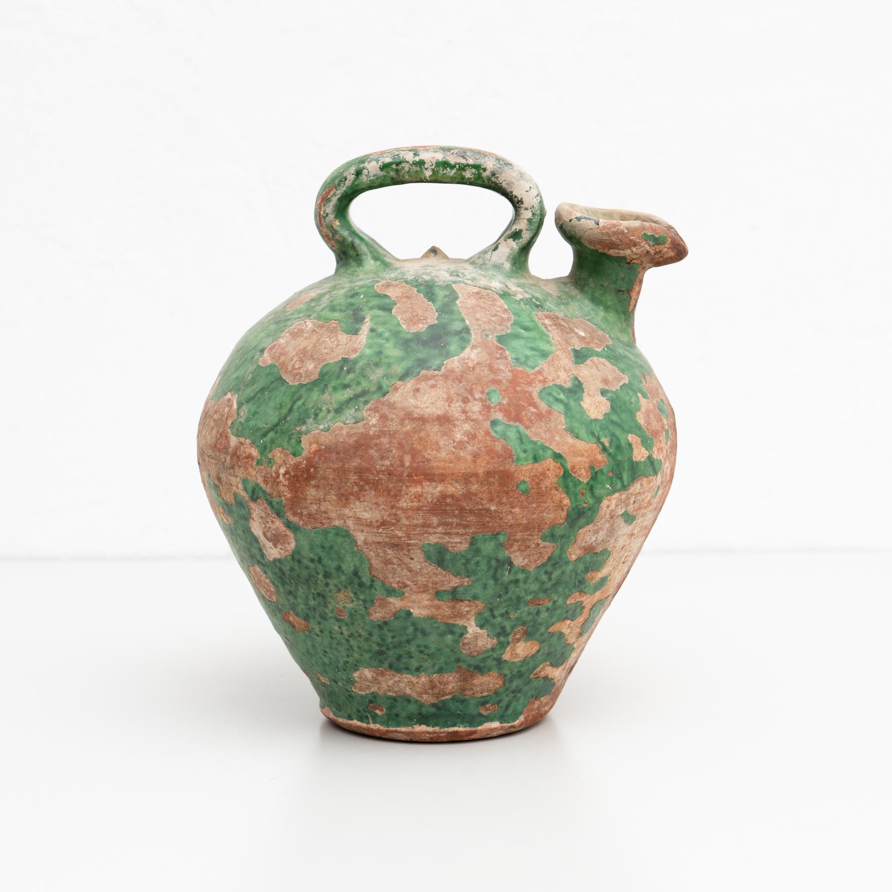 Mid-20th Century Ceramic Hand Painted Traditional Spanish Jug, circa 1960