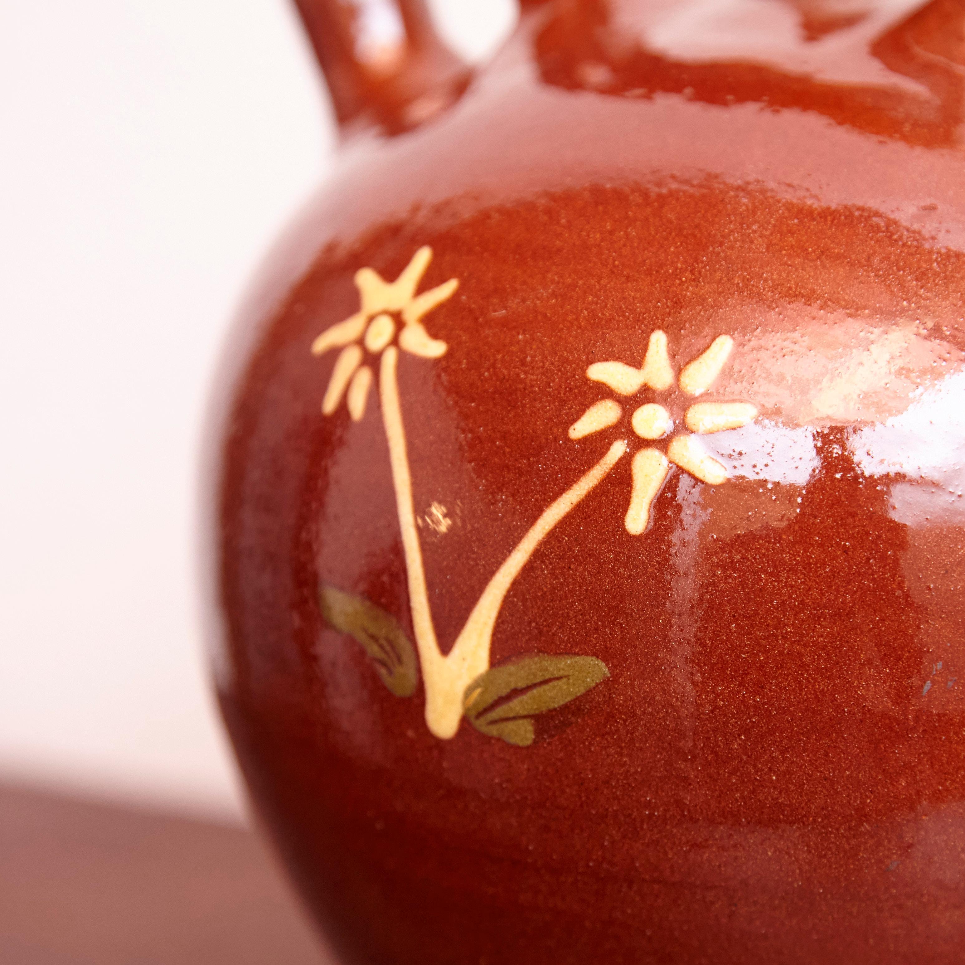 Mid-20th Century Ceramic Hand Painted Traditional Spanish Jug, circa 1960 For Sale