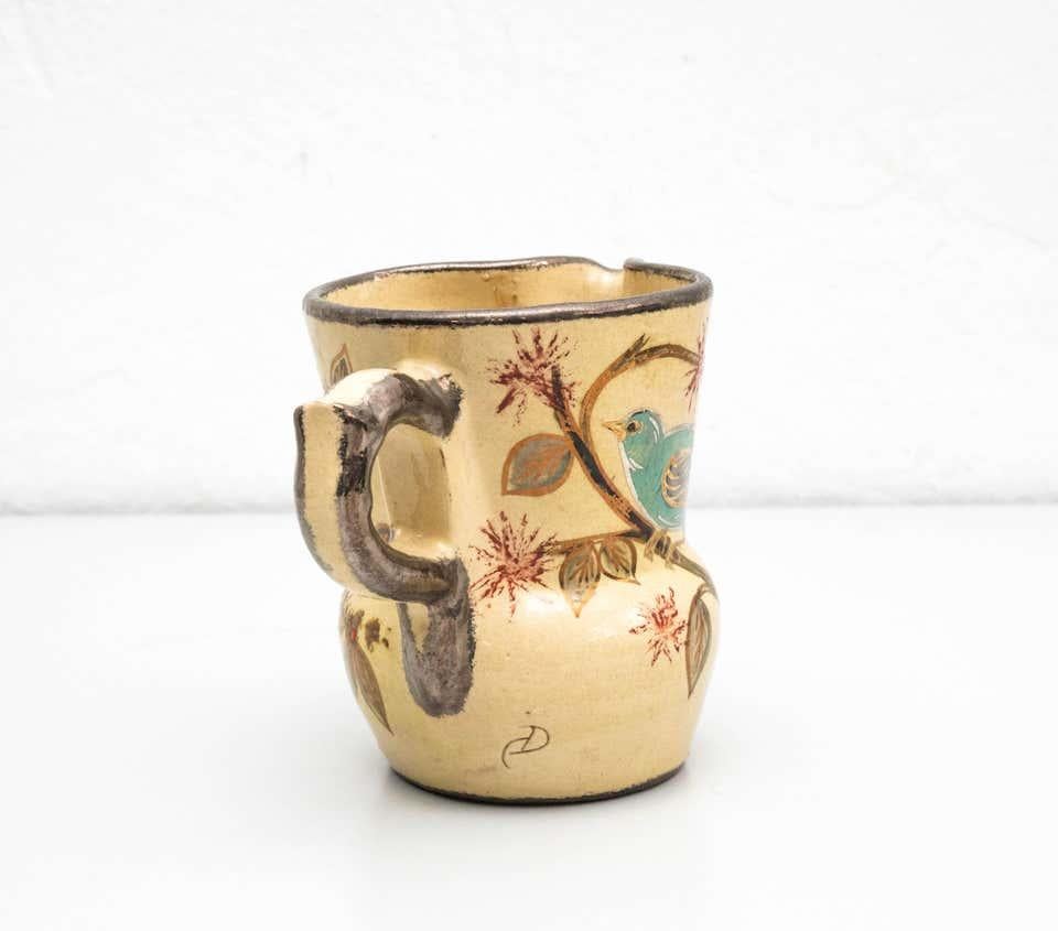 Ceramic Hand Painted Vase by Catalan Artist Diaz COSTA, circa 1960 For Sale 4