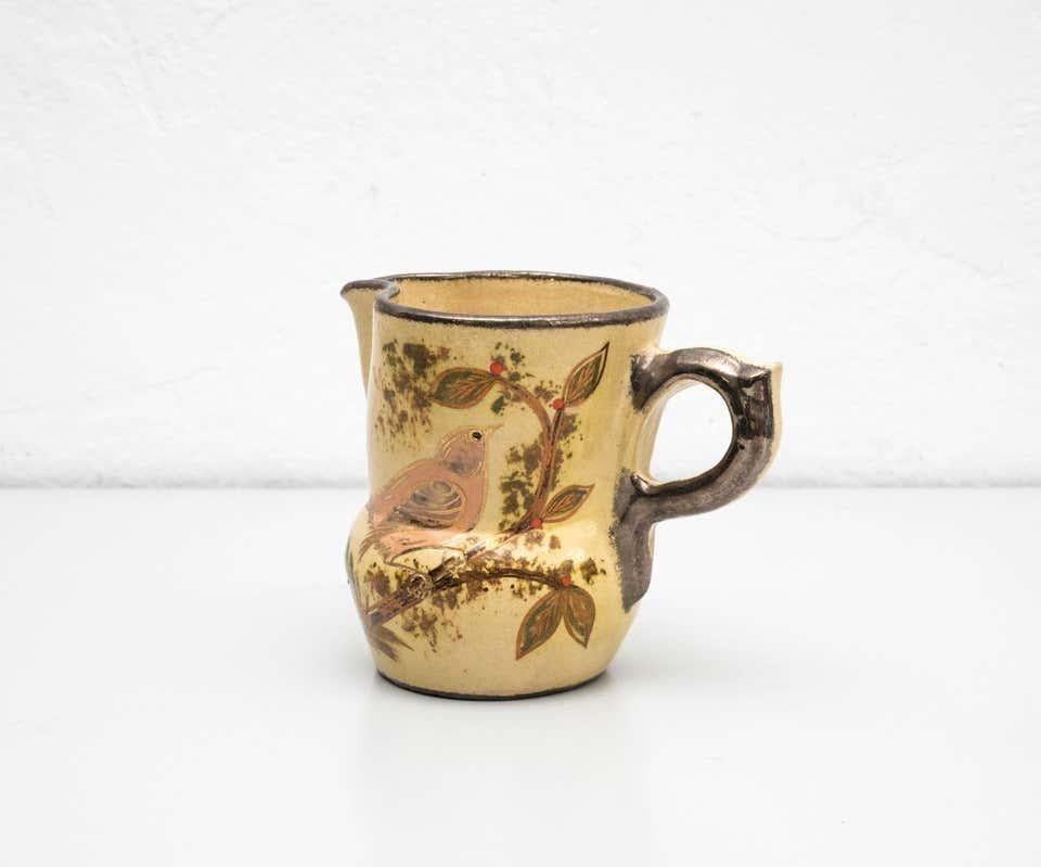 Mid-Century Modern Vase en céramique peint à la main par l'artiste catalan Diaz COSTA, vers 1960 en vente