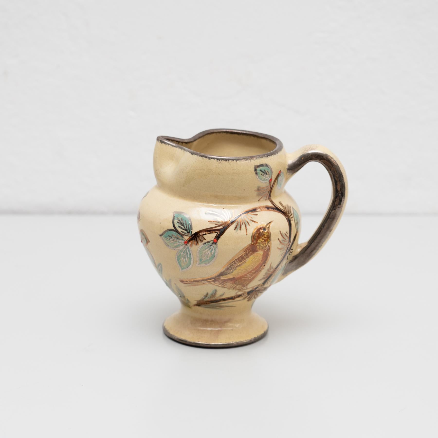 Mid-Century Modern Vase en céramique peint à la main par l'artiste catalan Diaz Costa, vers 1960 en vente