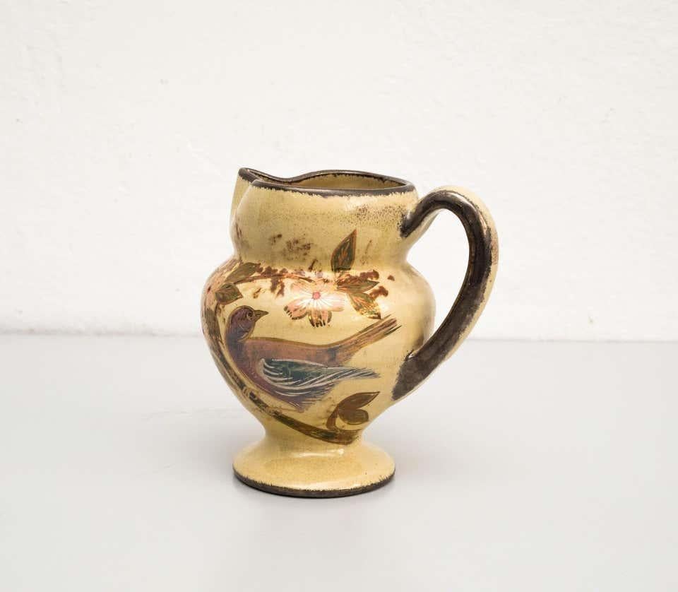 Jarrón de cerámica pintado a mano por el artista catalán Díaz Costa, hacia 1960 Español en venta