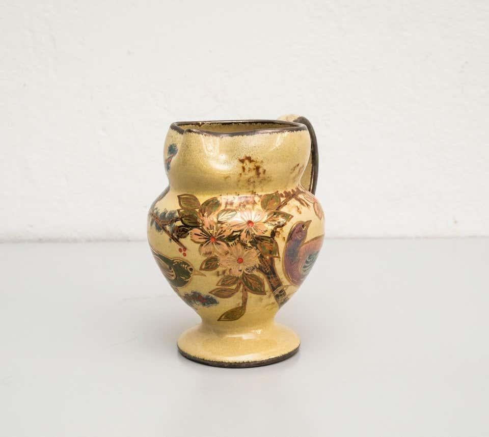 Jarrón de cerámica pintado a mano por el artista catalán Díaz Costa, hacia 1960 en Bueno estado para la venta en Barcelona, ES