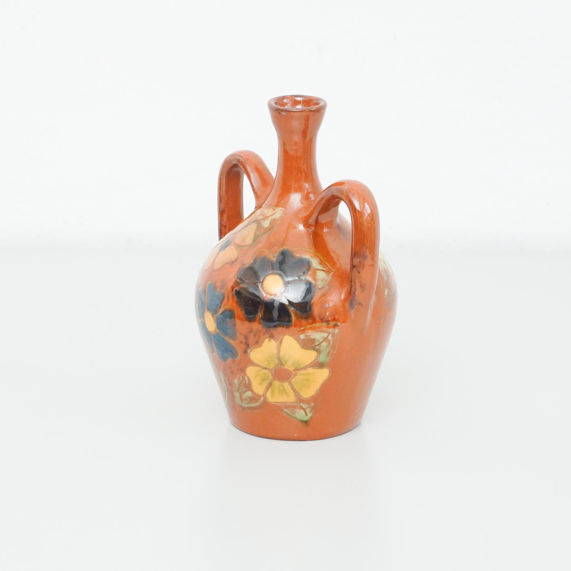 Ceramic Hand Painted Vase by Catalan Artist Diaz Costa, circa 1960 In Good Condition In Barcelona, Barcelona