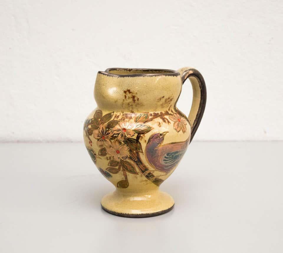 Mid-20th Century Ceramic Hand Painted Vase by Catalan Artist Diaz Costa, circa 1960 For Sale