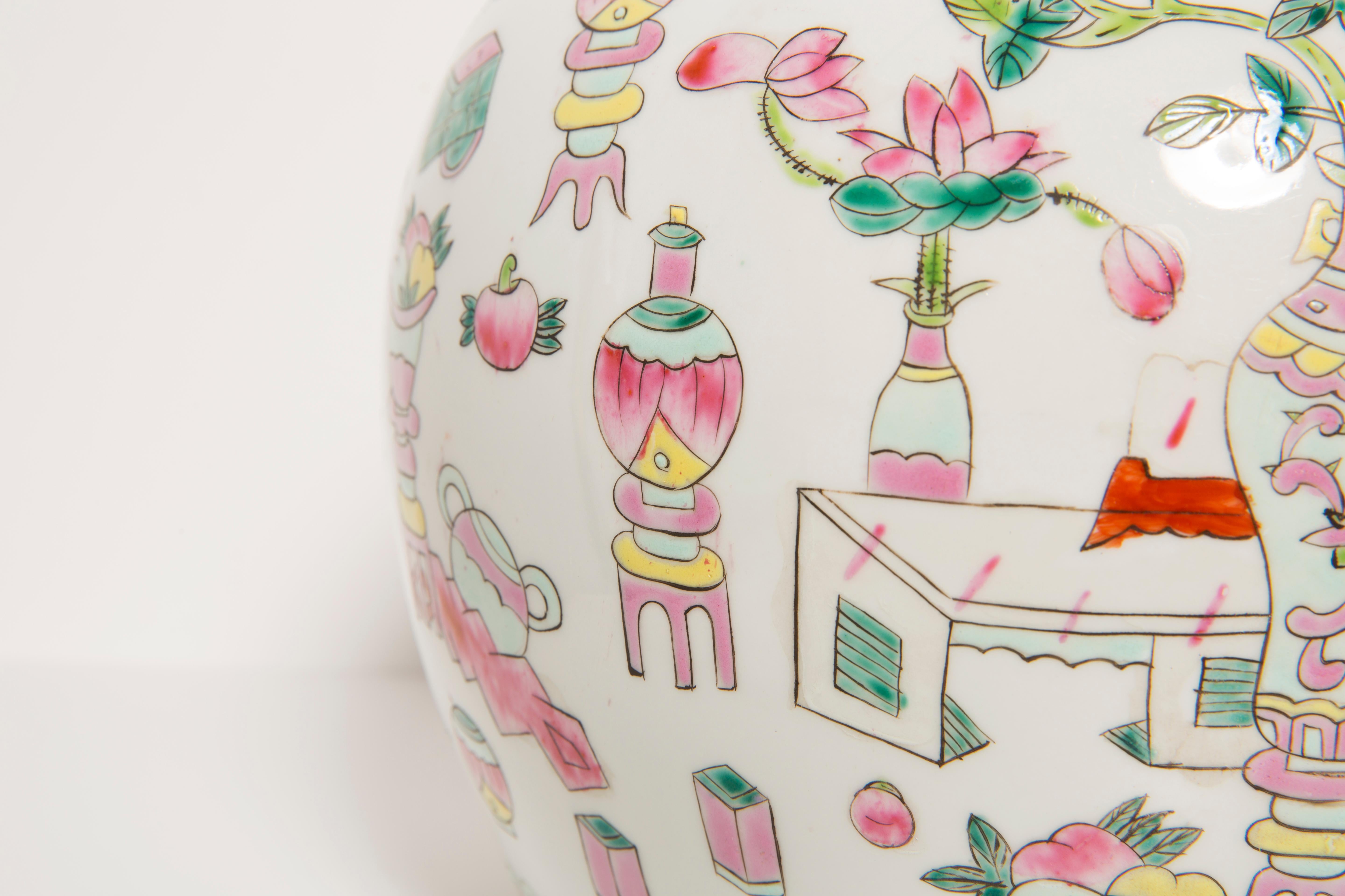 Mid-Century moderno Vaso portacaramelle in ceramica dipinto a mano, XX secolo, Europa, anni '60 in vendita